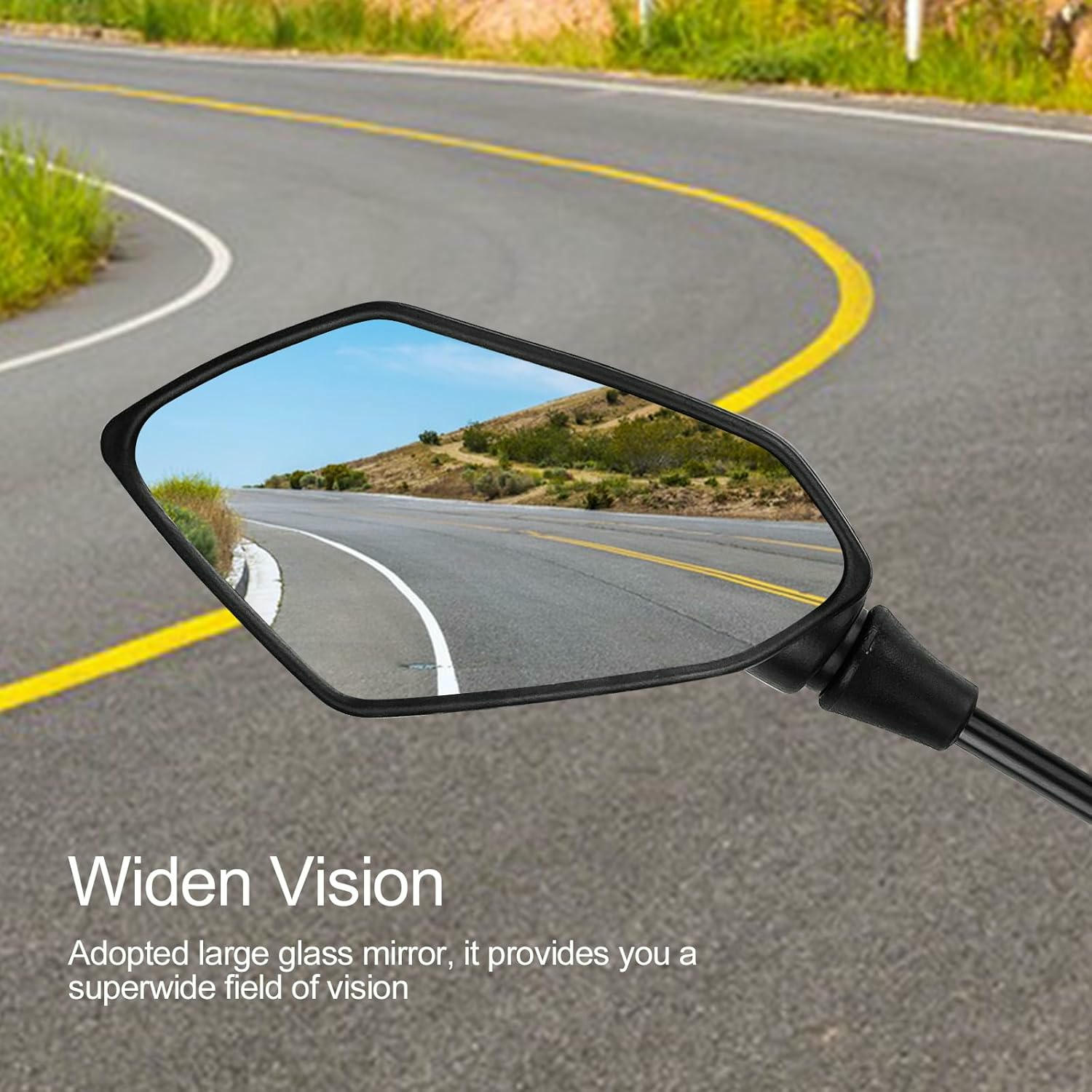 Fousenuk Par de Espejos Retrovisores Moto, Universal Espejos Moto Laterales con Abrazadera 7/8" 22mm, Tornillos de Fijación 10mm y 8mm, 360° Rotated Espejo de Manillar para Motos, Scooters, ATV