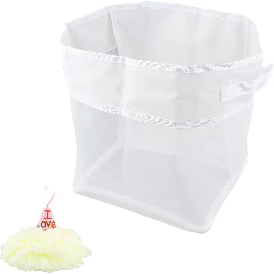 Bolsa de Almacenamiento para Juguetes de Baño de bebé, Red de Malla, Organizador Rectangular, Color Blanco, Incluye Pelota de Baño (Blanco)