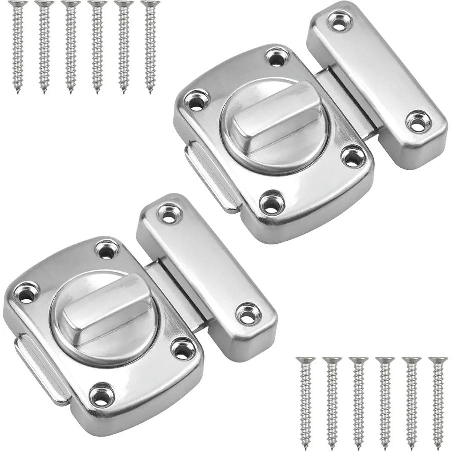 Pestillo de puerta de 2 piezas, cerradura de perno de acero inoxidable para baño, armario y diversas puertas, color plateado