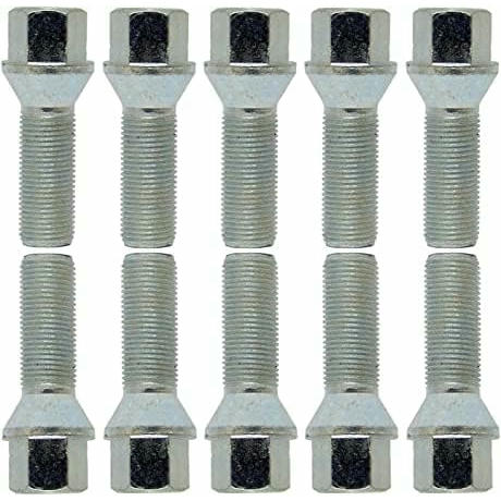 10 tornillos de rueda, perno cónico, plata, M12 x 1,5, 24 mm