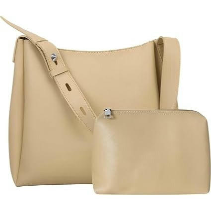 Bolso de mano para mujer, grande de piel sintética, con correa ajustable, incluye 2 organizadores, ideal para trabajo, escuela, viajes y compras, color Beige