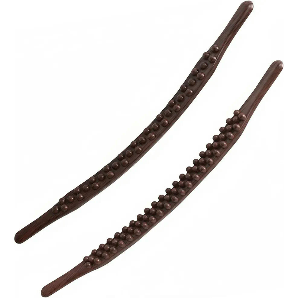 Juego de 2 Masajeadores Gua Sha - con 37 y 65 Perlas para Drenaje Linfático y Relajación Muscular (Marrón)