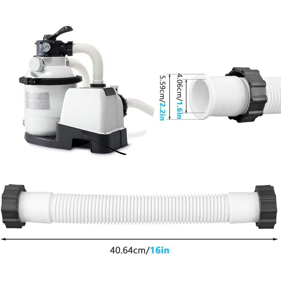 Manguera de conexión para bombas de piscina, 40 cm de diámetro, polietileno reforzado, resistente para uso exterior