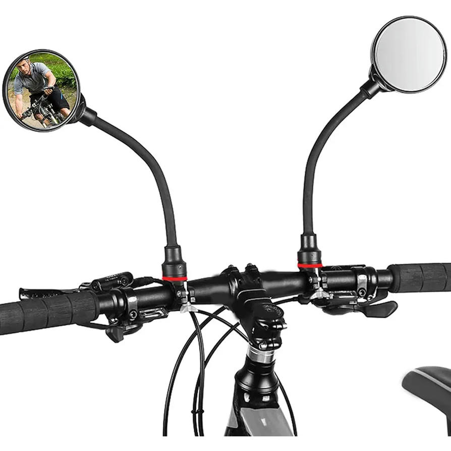 1 Par de Espejos Retrovisores para Bicicleta, Ajustable 360° con Espejo Convexo, Compatible con Manillares de 20mm a 30mm, Visión Trasera Segura y Clara