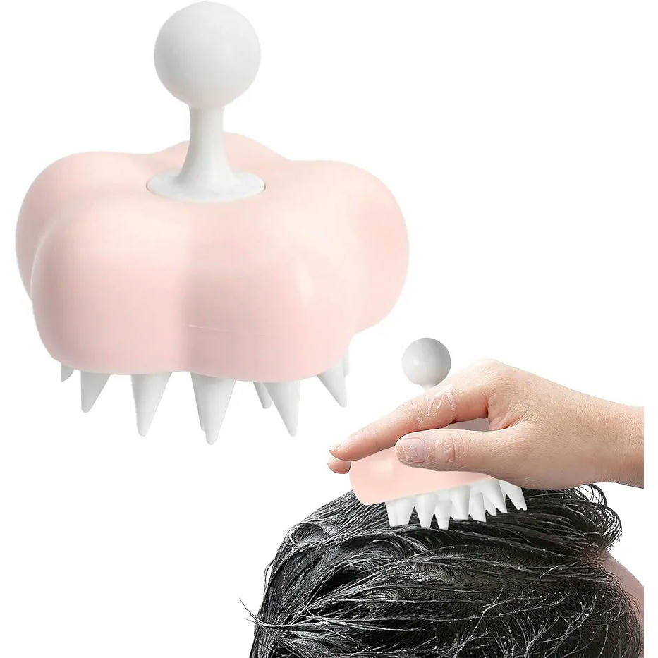 Masajeador para el cuero cabelludo, ideal para fortalecer raíces, relajar y eliminar caspa, uso diario y de viaje (Rosa)