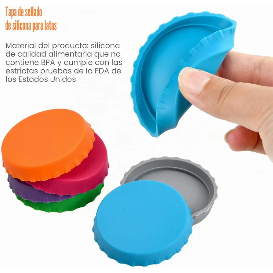 6 Tapas Reutilizables de Silicona para Latas de Bebidas - Antipolvo y Prácticas - Multicolor