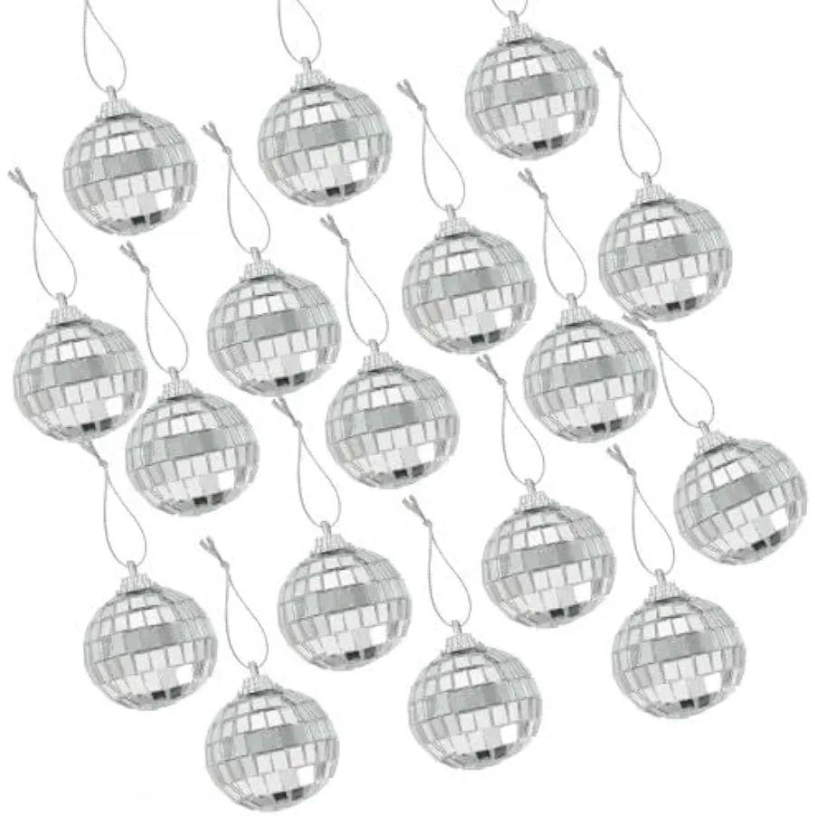 Bola de discoteca con espejo, 24 unidades, 4 cm, color plateado, para decoración de fiestas y eventos