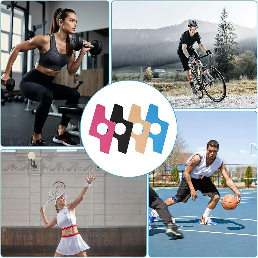 Cinta Kinesiológica Precortada para Rodillas - 4 Piezas de Vendaje Deportivo (Multicolor)