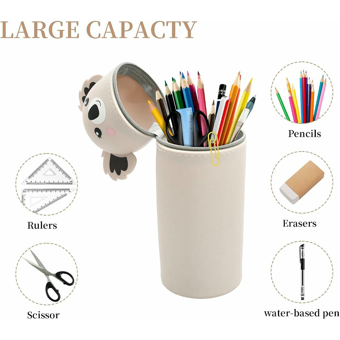Estuche Telescópico de Silicona con Diseño de Animales, Ideal para Lápices y Bolígrafo