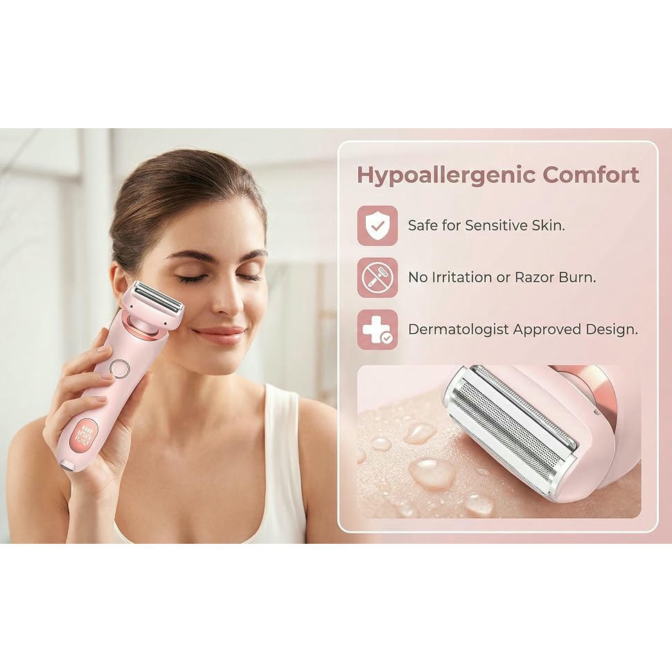 Afeitadora eléctrica Divanity Skin Glow Nano para mujer, diseño compacto, 3 cuchillas de alta velocidad, hoja hipoalergénica, afeitado facial, piernas y zona íntima (color rosa)