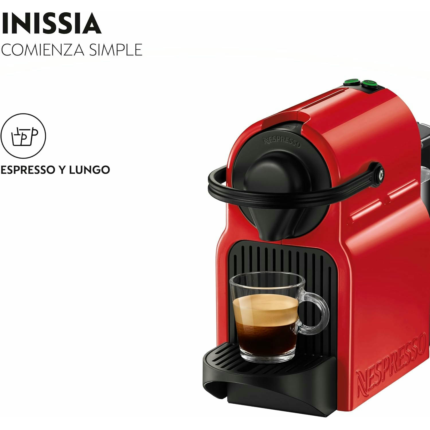 Nespresso Krups Inissia XN1005 - Cafetera monodosis de cápsulas Nespresso, 19 bares, apagado automático, color rojo