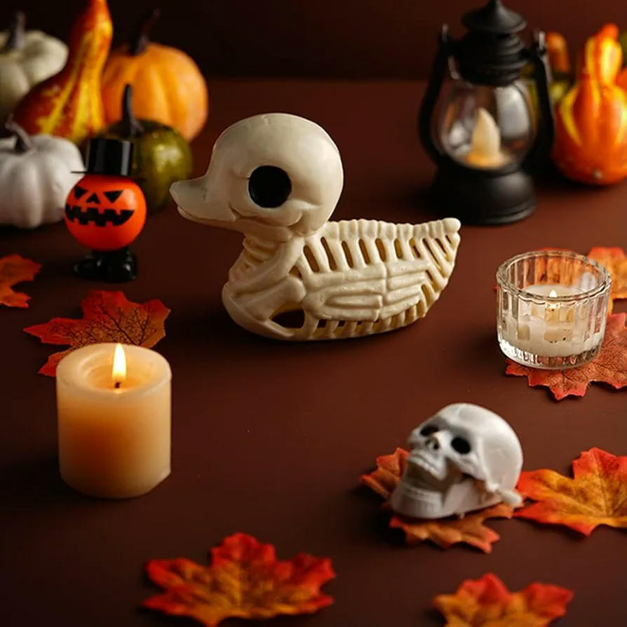 2 Figuras Pato Esqueleto, 4.7 pulgadas, patito accesorio decorativo para Halloween, figura de resina sintética, diseño encantador y espeluznante