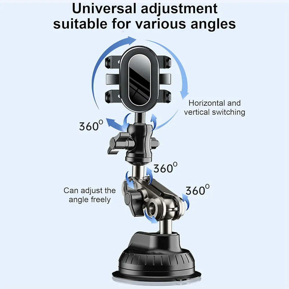 Soporte Móvil para Coche de Ventosa Ultra Fuerte, Compatible con Smartphones de 4.0 a 7 Pulgadas, Articulación Rotativa 360 Grados