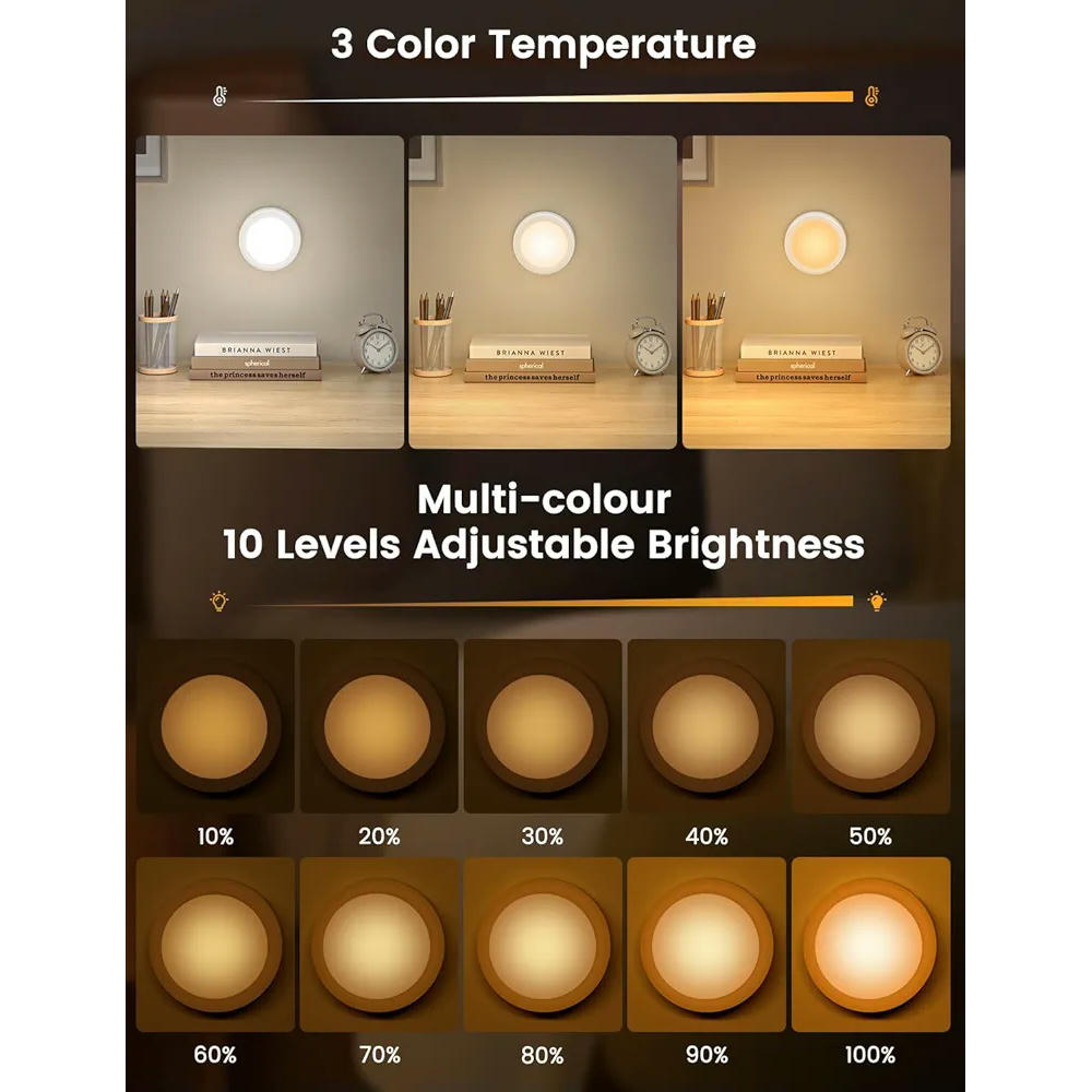 Iluminación luces LED RGB, 6 lámparas regulables para armarios y muebles bajo, 15 colores, luz nocturna recargable con control remoto, ideal para escaleras y vitrinas