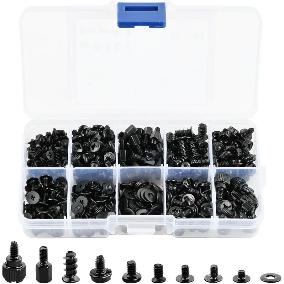Kit de Tornillos para Ordenador, 420 Piezas, Juego de Tornillos para Laptop, 10 Tamaños, Tornillos de Acero al Carbono, Compatible con Placas Base y Computadoras (Negro)