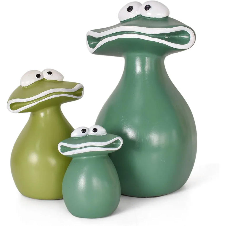 3 Piezas Figuras Decorativas de Rana para Jardín, Estatua de Resina para Exteriores e Interiores (Verde)