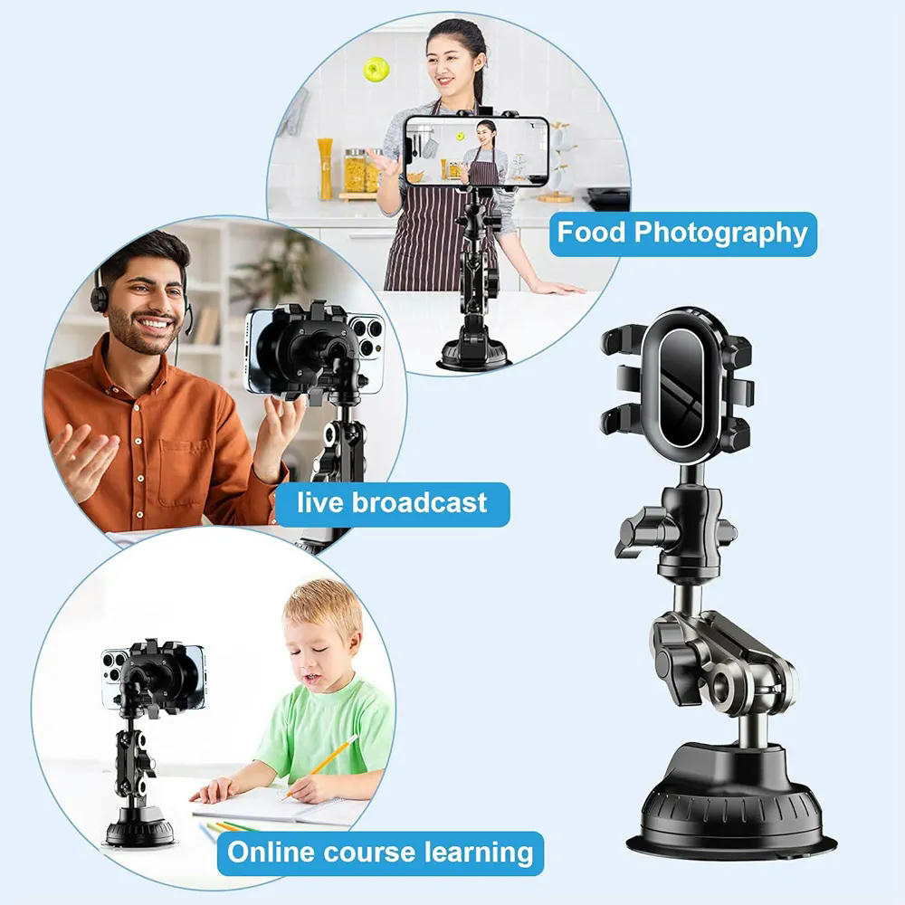 Soporte Móvil para Coche de Ventosa Ultra Fuerte, Compatible con Smartphones de 4.0 a 7 Pulgadas, Articulación Rotativa 360 Grados