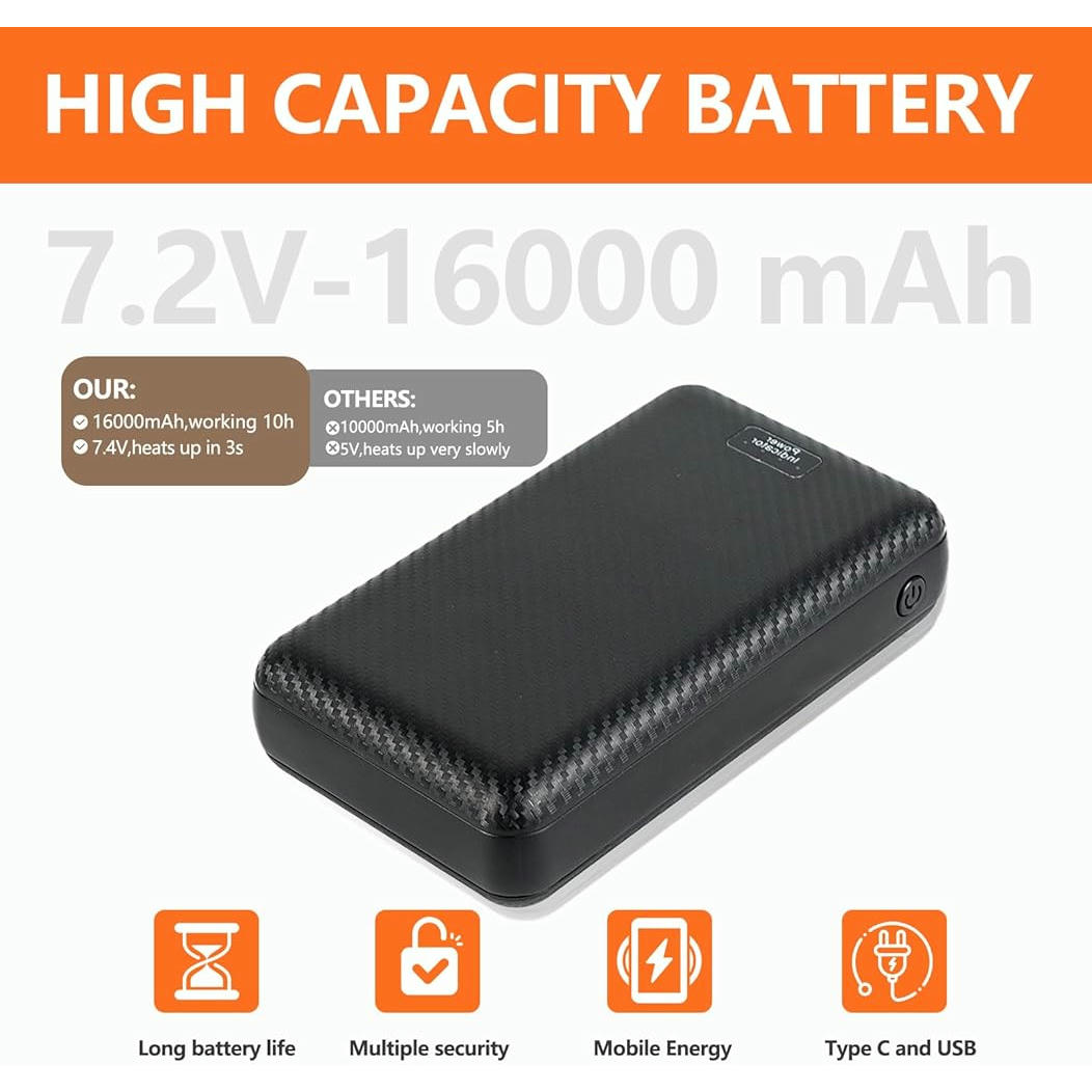Chaleco calefactable mujer, modelo con capucha, 5 zonas de calefacción, batería de 7.4V 16000mAh, ideal para actividades al aire libre, Talla L