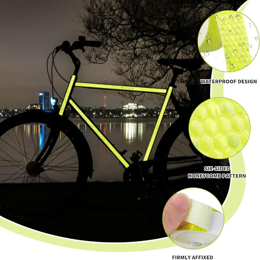 Cinta reflectante de seguridad, 2 unidades de cinta adhesiva para conducción nocturna, cinta advertencia autoadhesiva, 5 metros, ideal para vehículos y bicicletas