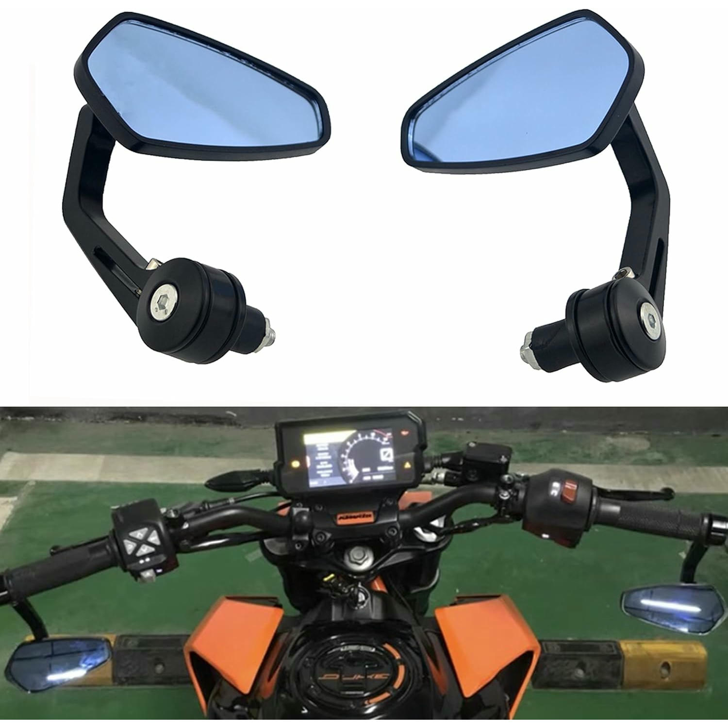 Heart Horse Anti-Glare Espejo Retrovisores Moto, Espejos Retrovisores Moto para 17-20mm Manillar, Espejo Retrovisor Accesorios para Moto Kawasaki z900 z1000 Honda 125 Yamaha MT01 MT03