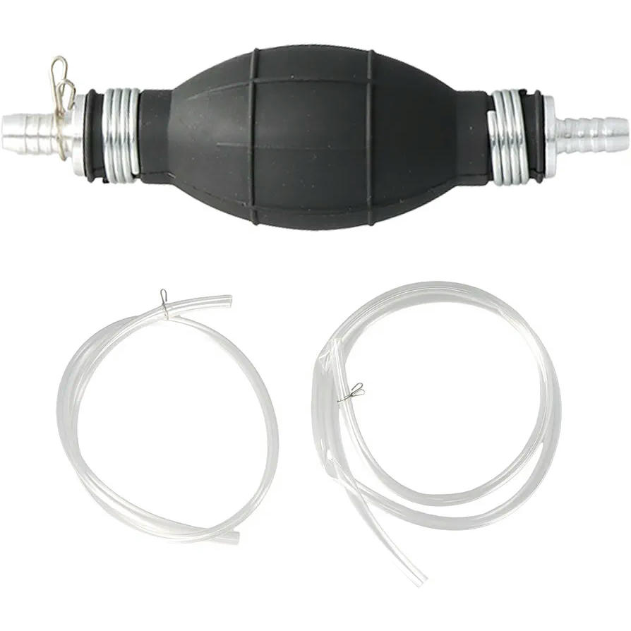 Bomba Manual de Combustible 2M, Bomba de Agua Portátil con Abrazaderas, Sifón para Gasolina, Aceite, Diésel y Agua