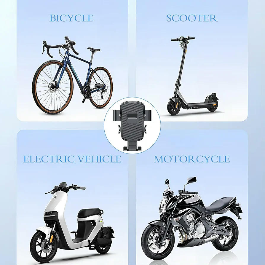 Soporte Móvil Universal para Bicicleta, Doble Antivibración, 360 grados Giratorio, Compatible con Smartphones de 4,5-7,2”
