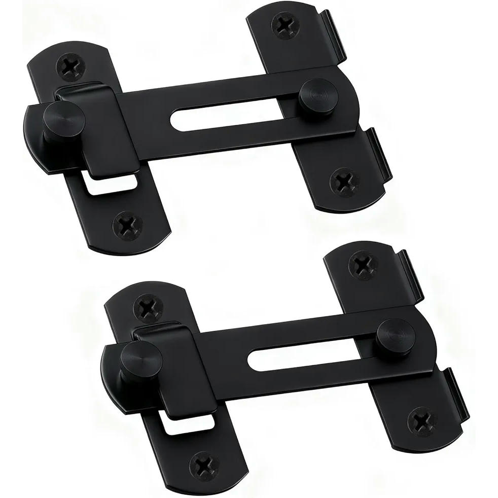 2 Piezas Cerradura de Picaporte de Acero Inoxidable 304, Cerrojo de Seguridad para Puertas, Ventanas, Armarios y Baños, Giro de 180 Grados, 10 Centímetros, Negro