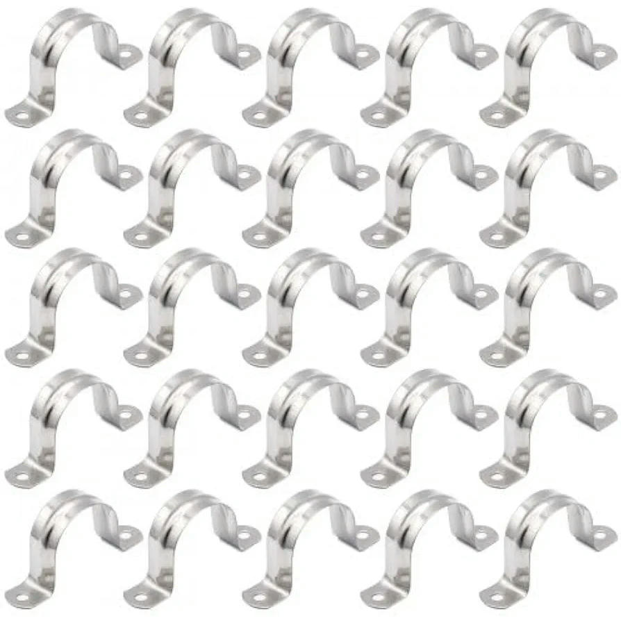 Juego de 20 abrazaderas de tubo en U de 25 mm, metal, acero inoxidable 304, fijación para tubos de gas