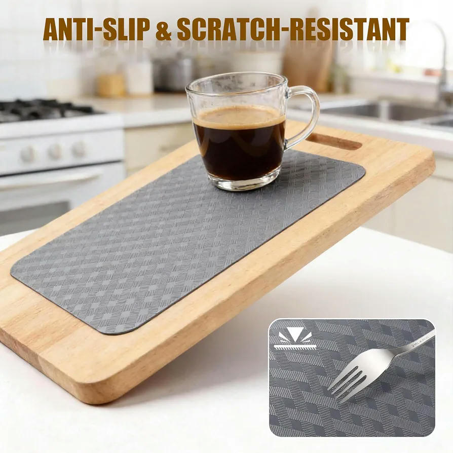 Protector Antideslizante para Cajones de Cocina, Estera de Plástico EVA para Armarios y Refrigeradores, 45 x 500 cm (Gris)