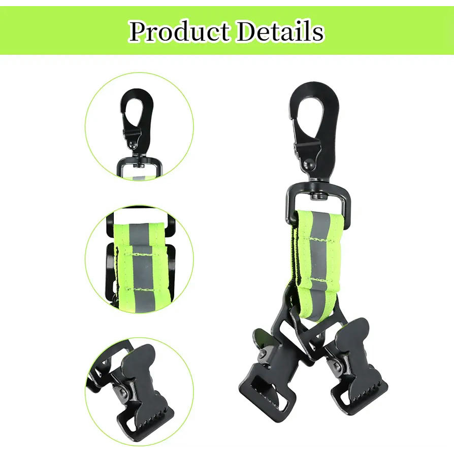 2 Piezas Clips para Guantes, Pinza de Seguridad Guante ​con Mosquetón Clip, Doble Colgar Guantes Clip, Clip de Sujeción de Guantes, para Guantes de Trabajo, Toallas, Trabajo de Seguridad