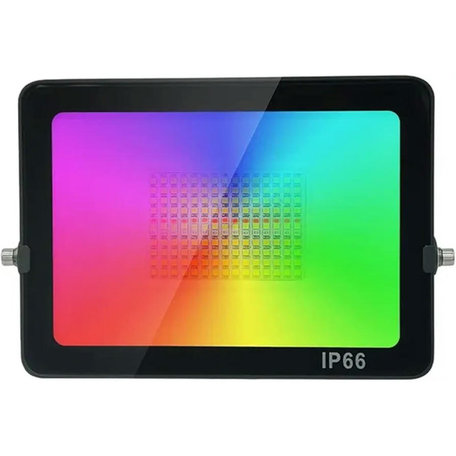 Foco LED Exterior RGB 50W, Control por APP WiFi y Bluetooth, Proyector LED Impermeable IP66, Iluminación para Jardín, Garaje, Patio