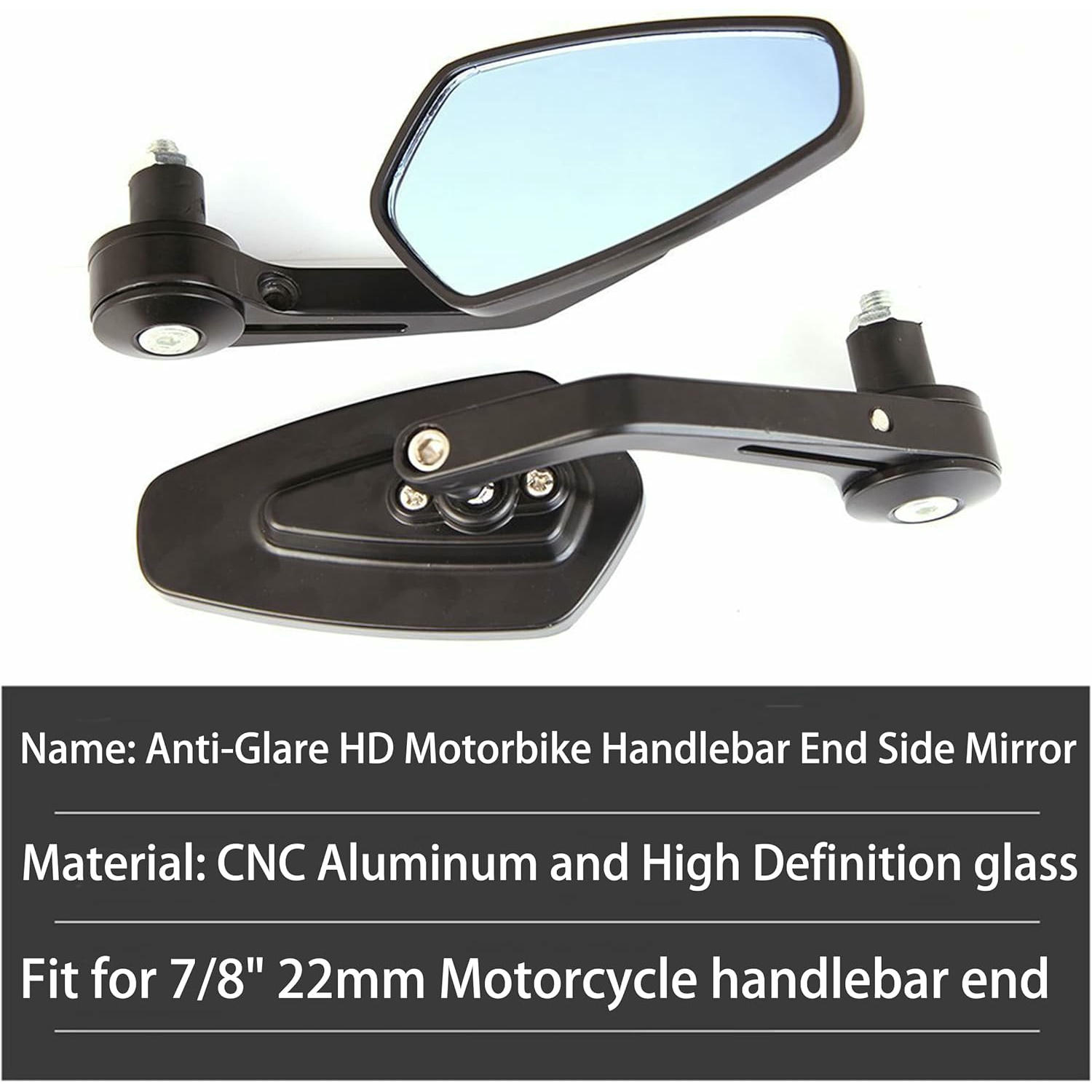 Heart Horse Anti-Glare Espejo Retrovisores Moto, Espejos Retrovisores Moto para 17-20mm Manillar, Espejo Retrovisor Accesorios para Moto Kawasaki z900 z1000 Honda 125 Yamaha MT01 MT03