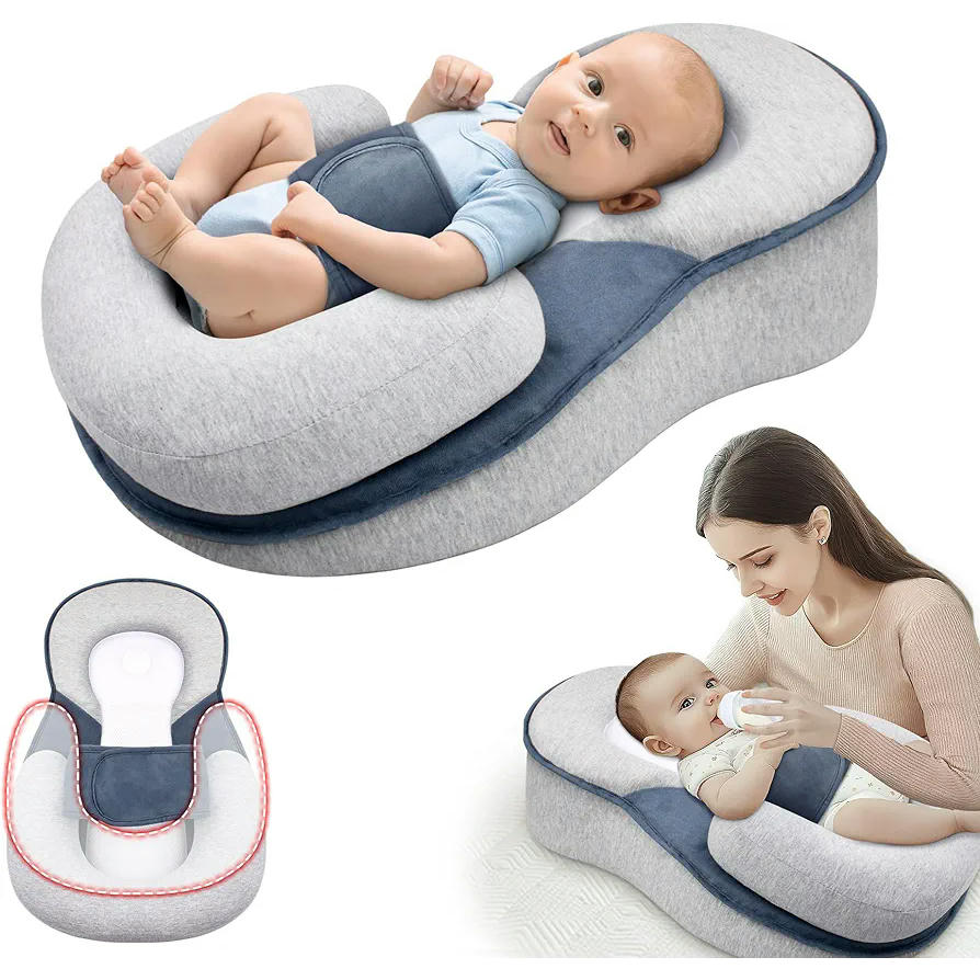 Almohada de cuña para bebé, antirreflujo, ajustable para lactancia materna y biberón, previene regurgitaciones y asfixia