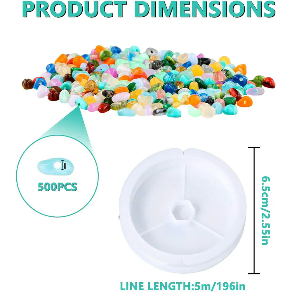 Cuentas de Plástico, 500 Piezas de Gemas Irregulares para DIY, Multi-Colores con Cordón de 5 Metros para Collares y Pulseras (Multicolor)