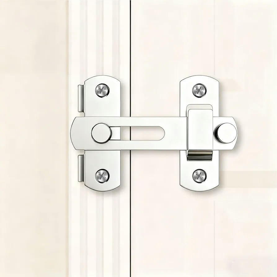 2 Piezas Cerradura de Picaporte de Acero Inoxidable 304, Cerrojo de Seguridad para Puertas, Ventanas, Armarios y Baños, Giro de 180 Grados, 10 Centímetros, Negro