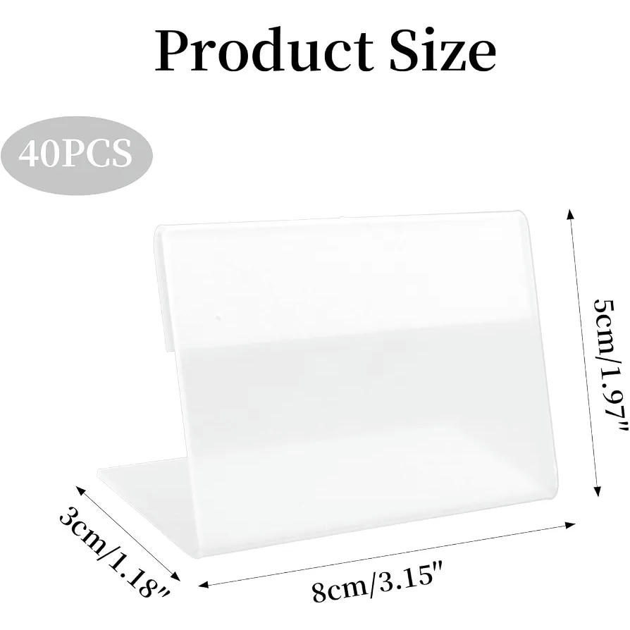 40 Etiquetas de Precio en Forma de L Expositor de Acrílico Para Mesa (5 x 8 cm, Transparente)