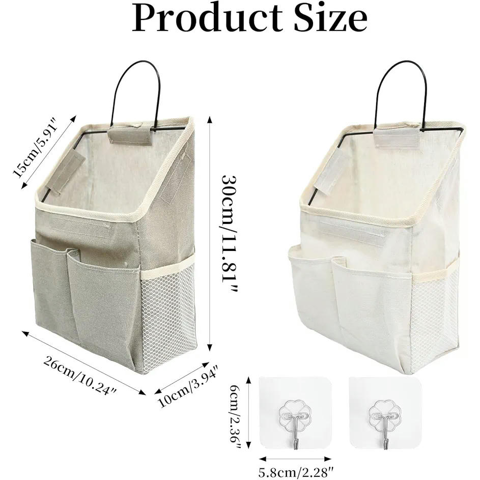 Organizador Colgante con Bolsillos, 34 x 27 x 5 cm, Ideales para Cocina y Dormitorio (Blanco)