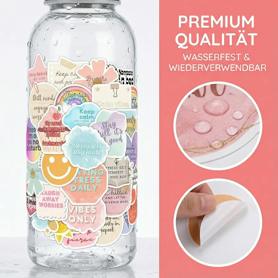 Juego de 100 pegatinas estéticas de vinilo resistentes al agua para decoración y personalización (Multicolor)