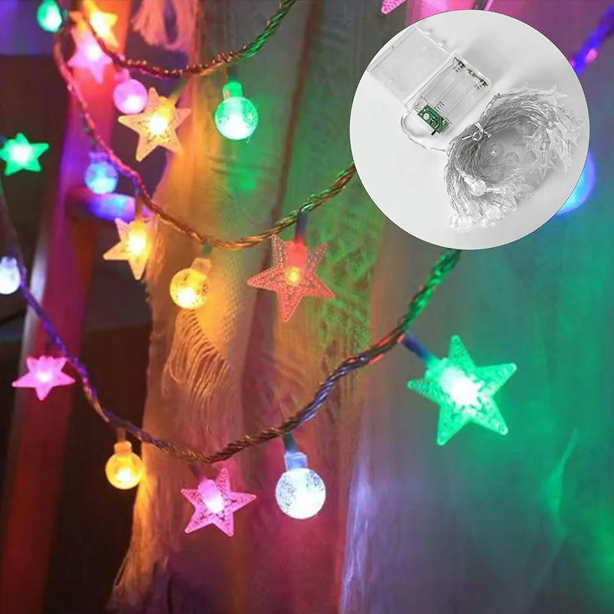 Guirnalda de luces LED de 6 metros con 40 luces decorativas, iluminación impermeable para exteriores e interiores, ideal para fiestas y decoraciones navideñas (multicolor)