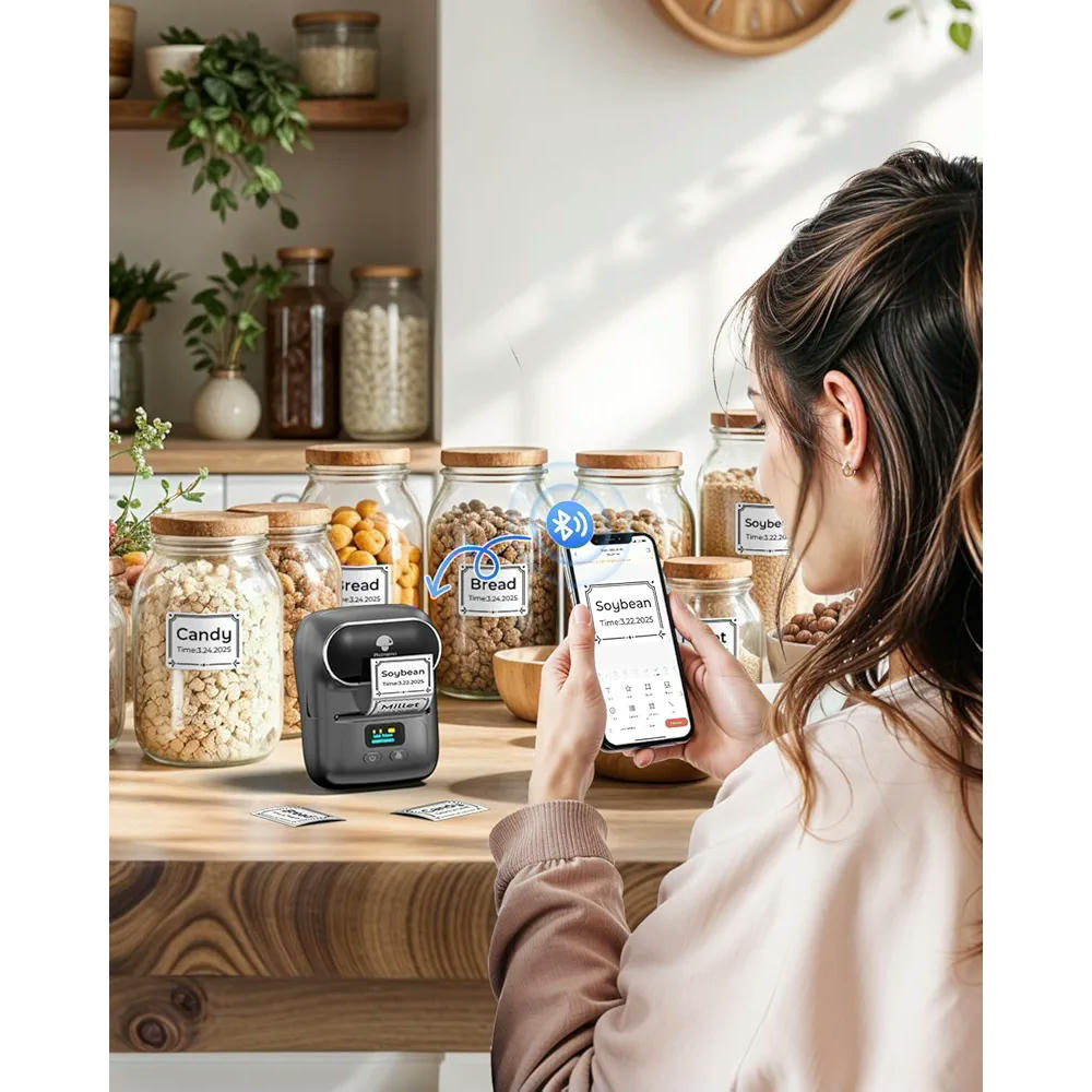 Etiquetadora Phomemo M110 Bluetooth, impresora de etiquetas autoadhesivas portátil, compatible con Android e iOS, ideal para pequeñas empresas y oficina, color negro