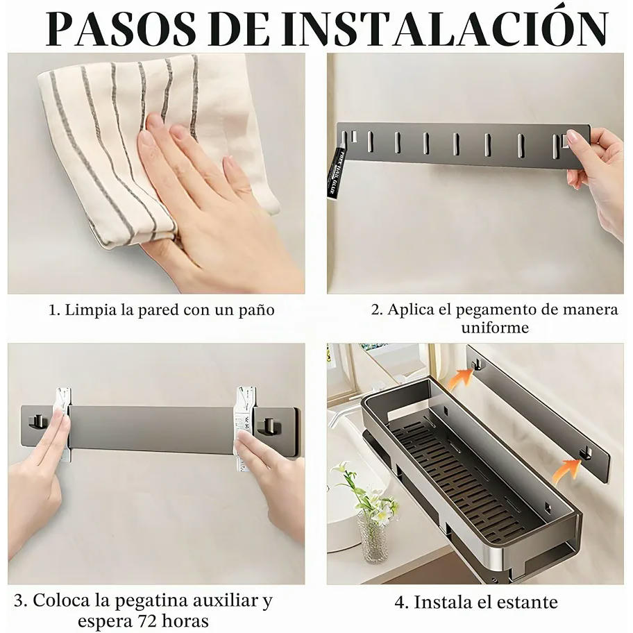 Estantería de Baño Organizador Multifuncional para Cocina y Baño sin Taladrar (Gris)