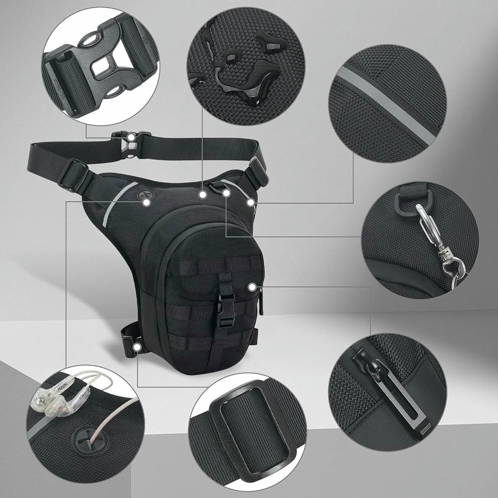 Bolsa de Pierna Táctica para Actividades Deportivas - Unisex, Reflectante y Práctica para Correr, Montar a Caballo y Más (Negro)