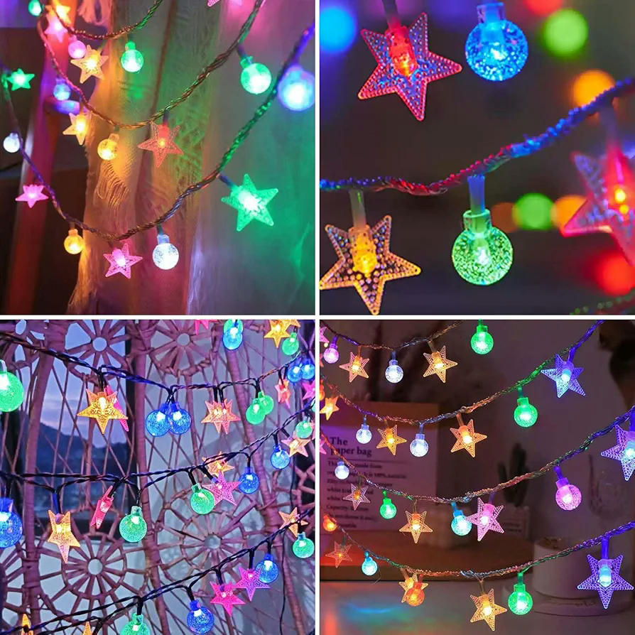 Guirnalda de luces LED de 6 metros con 40 luces decorativas, iluminación impermeable para exteriores e interiores, ideal para fiestas y decoraciones navideñas (multicolor)