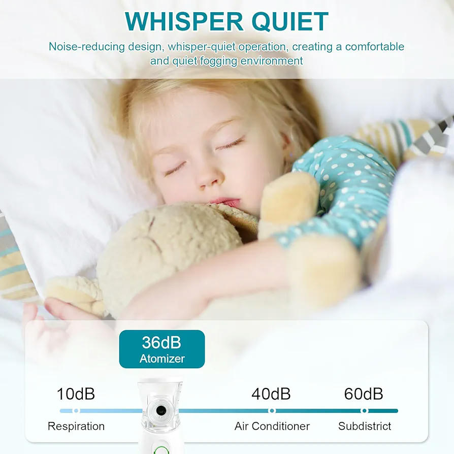 Nebulizador portátil, ideal para niños y adultos, máquina de aerosoles silenciosa para uso doméstico y viajes, incluye boquilla y máscara