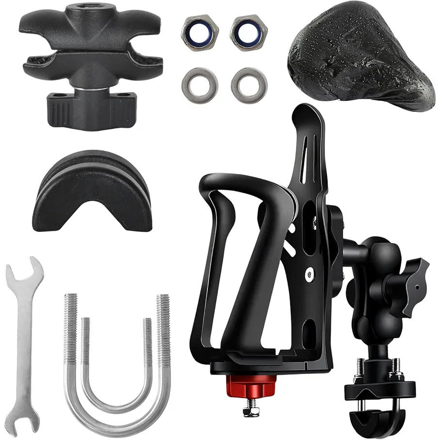Juego de Soporte para Botellas de Bicicleta con Botella de Agua Deportiva y Marcadores de Tiempo (Negro)