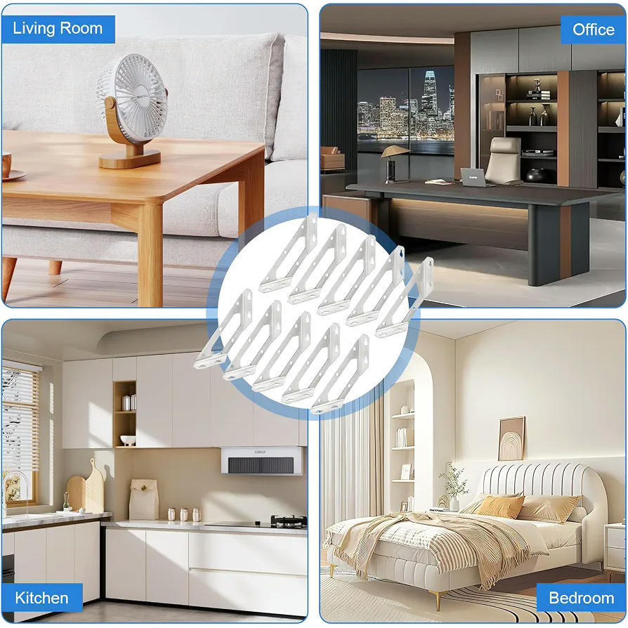 10 Piezas de Escuadras de Acero Inoxidable para Soporte de Muebles y Estructuras