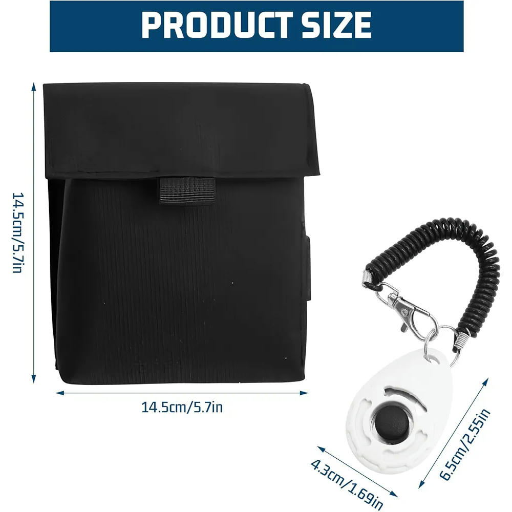 Bolsa de premios para perros, modelo multifuncional con clicker de entrenamiento, tela Oxford, color negro, con cinturón ajustable, ideal para paseos y entrenamiento