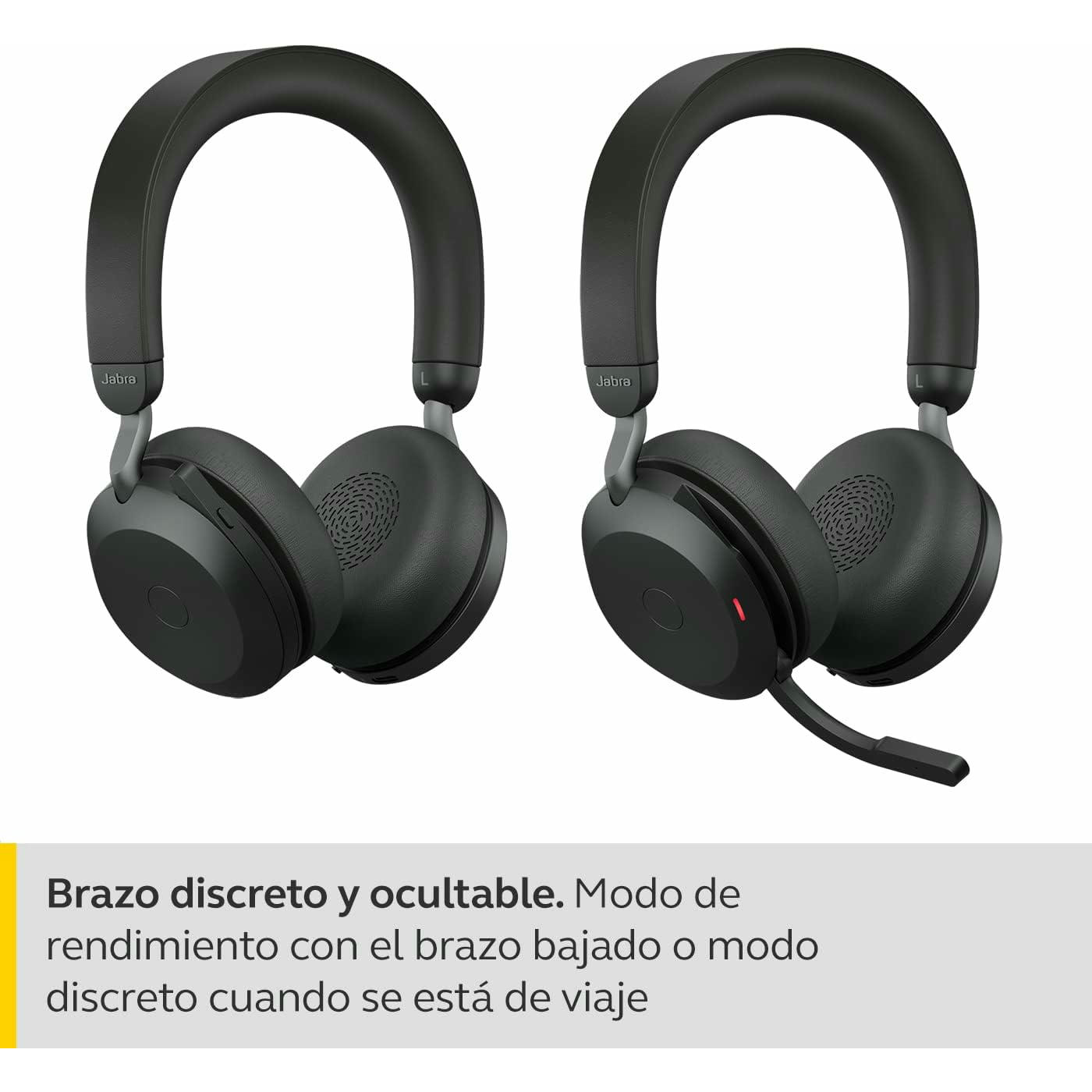 Jabra Evolve2 75 Auriculares Estéreo Inalámbricos para PC con tecnología de 8 micrófonos-Auriculares de Doble Espuma y Cancelación de Ruido Activa, Adaptador Bluetooth USB-A-Para MS Teams-Negro