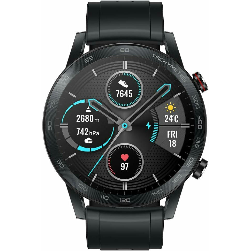 Honor MagicWatch 2 46 mm Smart Watch, con monitor de ritmo cardíaco y estrés, modos de ejercicio, aplicación para correr y altavoz y micrófono integrados, color negro/carbón