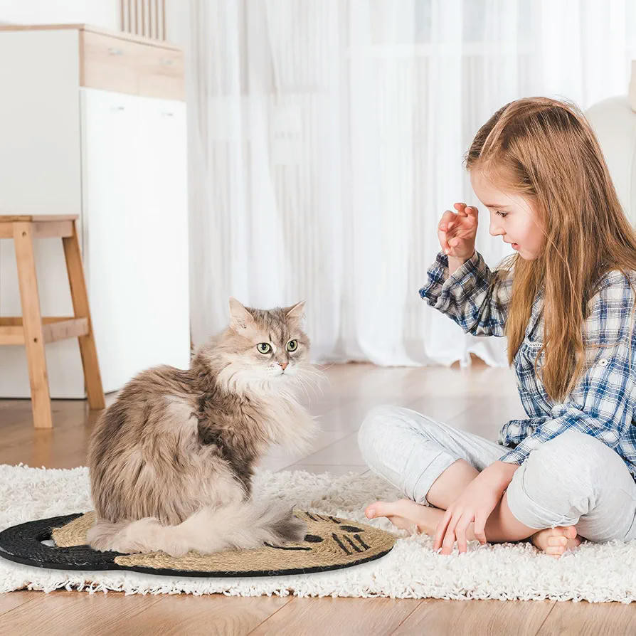 Alfombrilla Rascadora para Gatos de Sisal Natural y Diseño Antideslizante (Marrón)